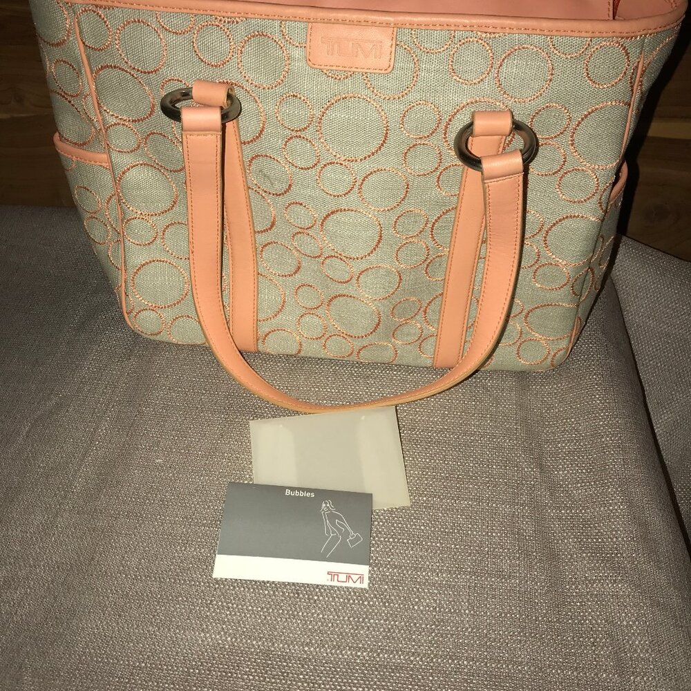 Retired Tumi Peach Bubbles Tote bag Purse